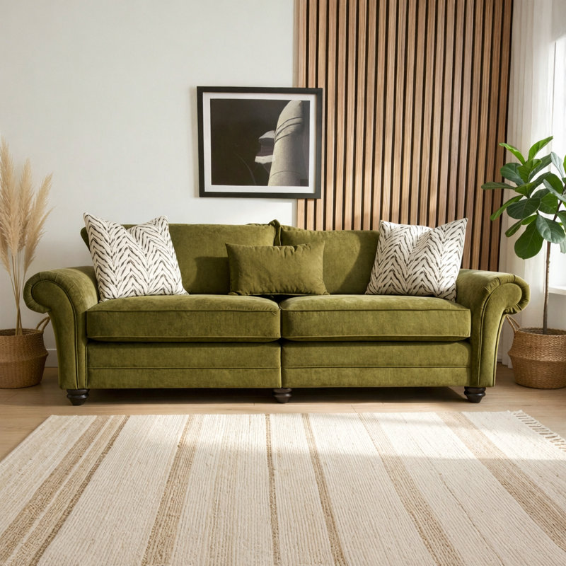Dalton Textured Wave Sofa- Made in the UK, 4, Sage