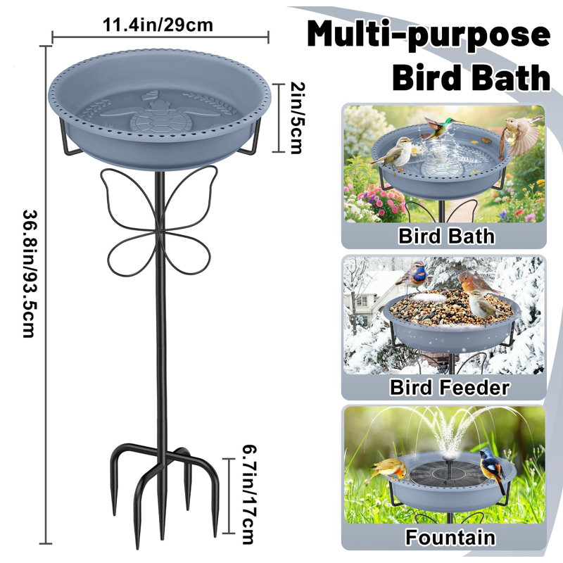 Metal Birdbath, Grey