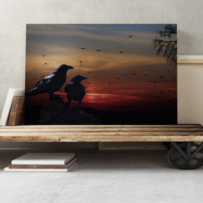 Crows Sunset Photographic - Wrapped Canvas