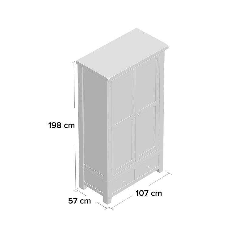 Melbourne 2 Door Solid + Manufactured Wood Wardrobe