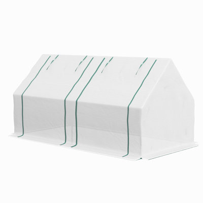 Portable Greenhouse, Garden Green House With 2 Pe/Plastic Covers, Steel Frame And 2 Roll Up Windows