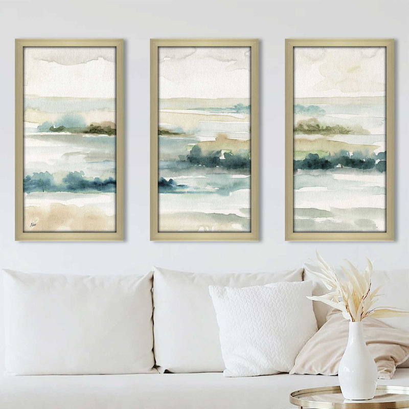 «Pastel Panorama» par Nan - ensemble de 3 photos encadrées, H 33,5 po x l 52,5 po x P 1 po