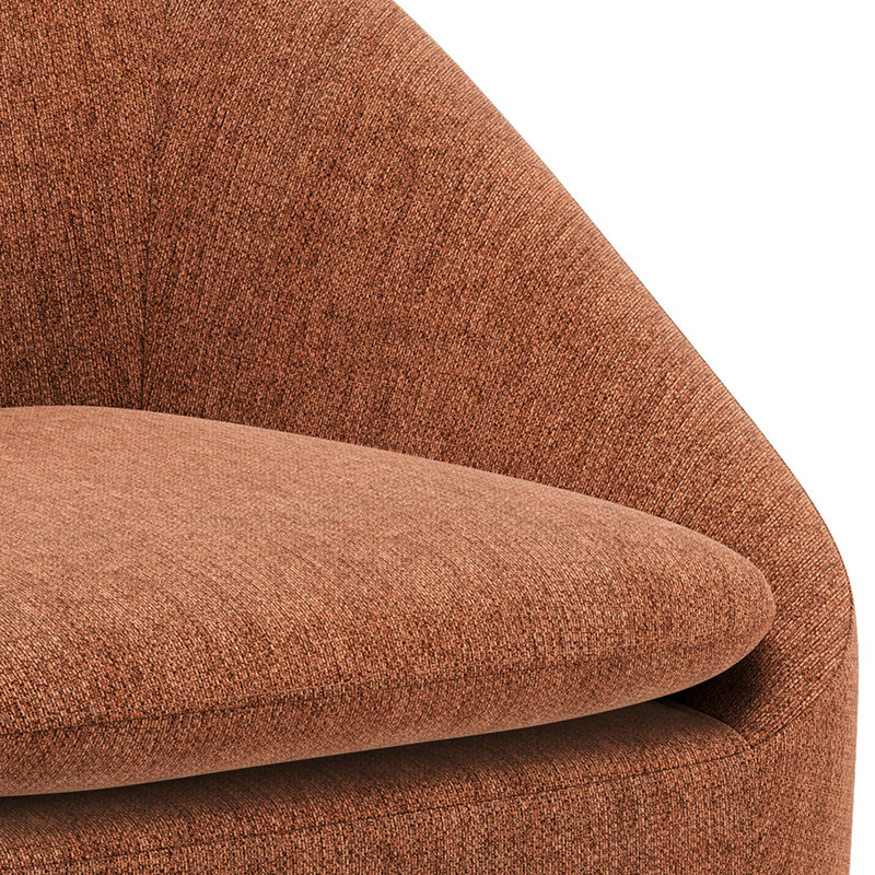 Redding Rust Upholstered Mid-Century Modern Accent Chair with Wood Legs