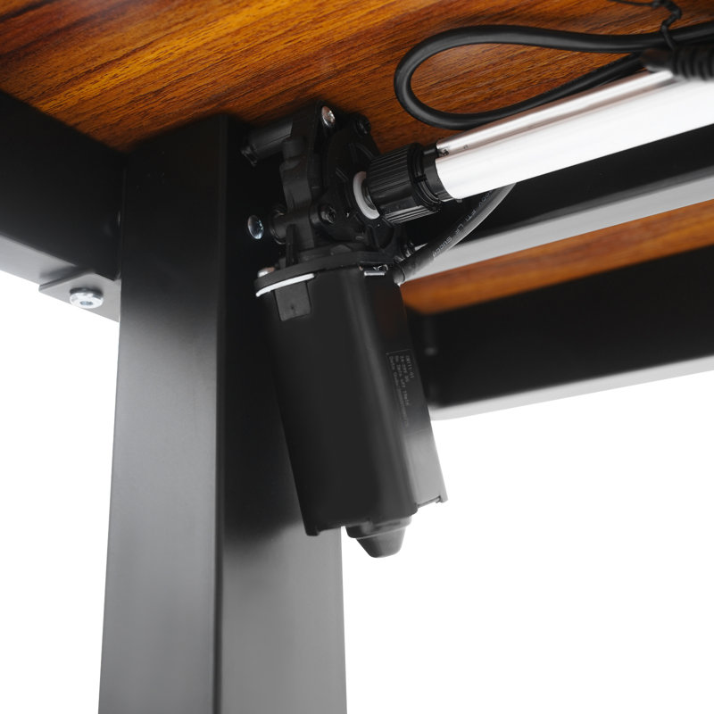 Electric Standing Desk with USB Charging & Storage Drawer – 220lb Capacity, Adjustable 28-44” Height, Walnut/Black