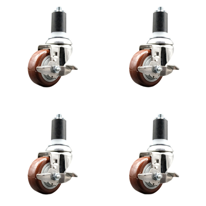 Roulettes pivotantes en poly, Marron