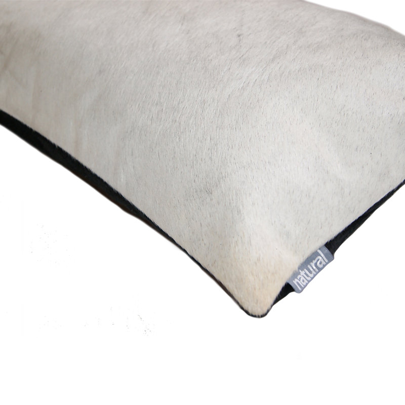 12" x 20" Chevron Cowhide Throw Pillow, Off-White