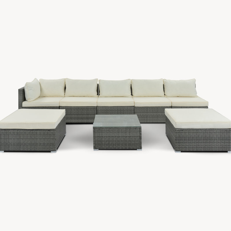 8 Patio - Canapés avec rembourrage épais et base antidérapante, Beige, Gris clair