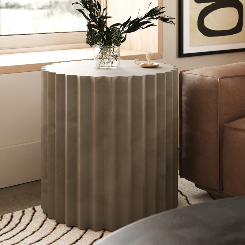 Evadale - Modern Concrete End Table, Gray