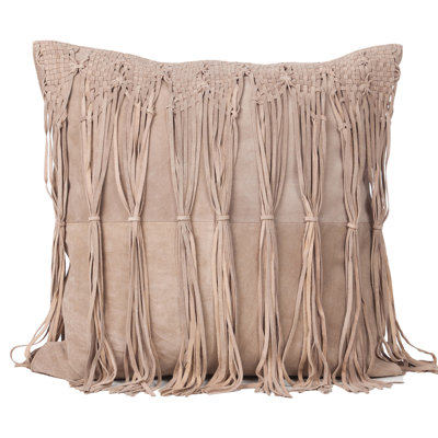 Fibre By Auskin Suede Cowhide Cushion FRINGE Square