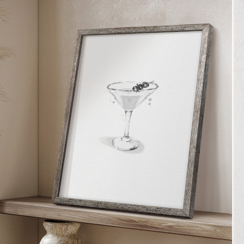 Habillé de martini blanc, reproduction encadrée - bois massif, H 15 po x l 12 po