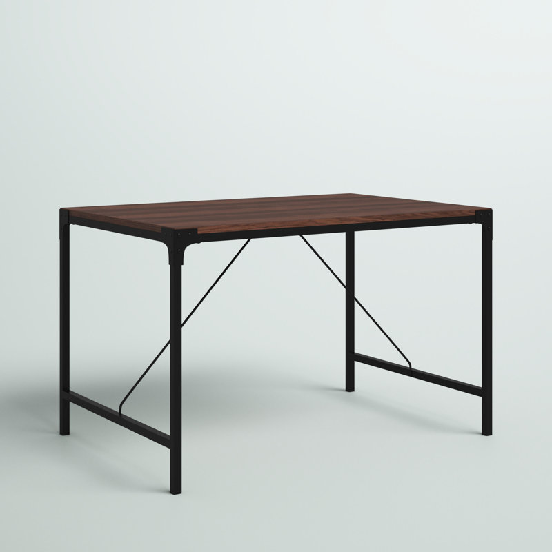 Metal Base Dining Table, Dark Walnut