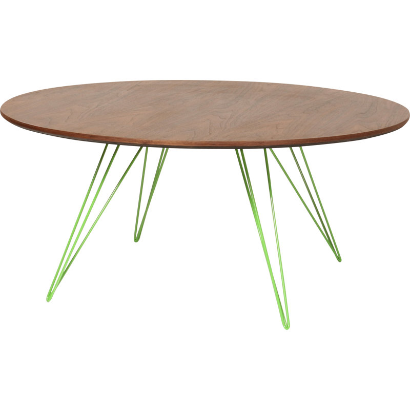 Williams Single Coffee Table, Green, 18" H x 40" L x 40" W, Walnut