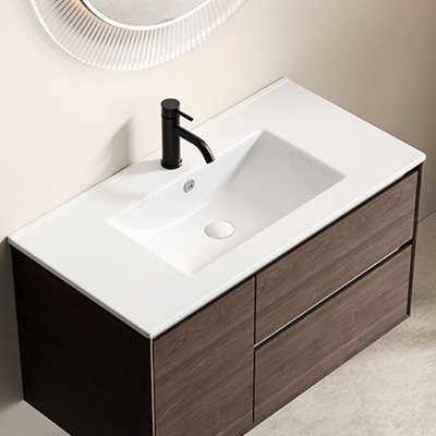 36Inch Glossy White Vessel Sink For Bathroom, Made From High - Quality Material, Fired At Temp Ceramic Bathroom Sink, Oval Contemporary White, Matches Decor Well