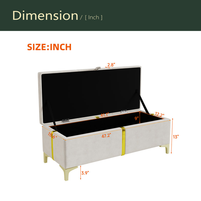 Ensemble de chambre à coucher 2 pièces, lit plateforme tapissier grand avec système de rangement hydraulique, repose-pieds avec pieds en métal