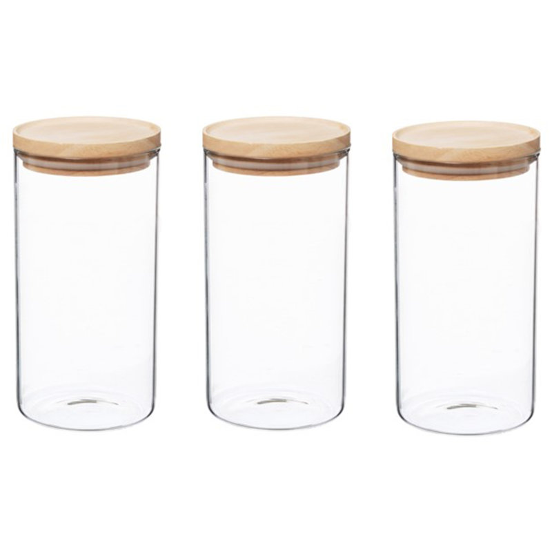 Glass Jar - Set of 3, 14cm H x 30cm W x 10cm D