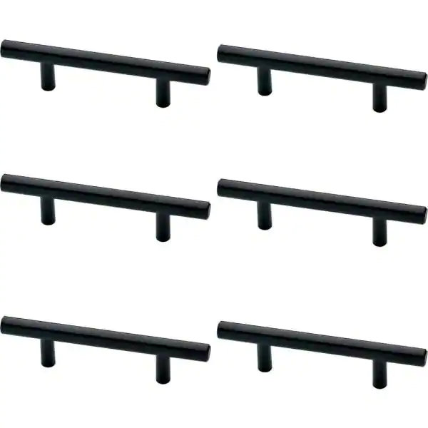 (Paquet de 6) Poignée barre 3 po noir mat