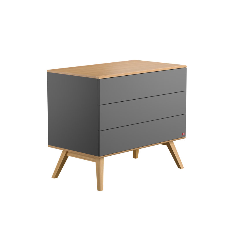 Horta Kids 3 - Drawer Dresser, Dark Grey/Oak