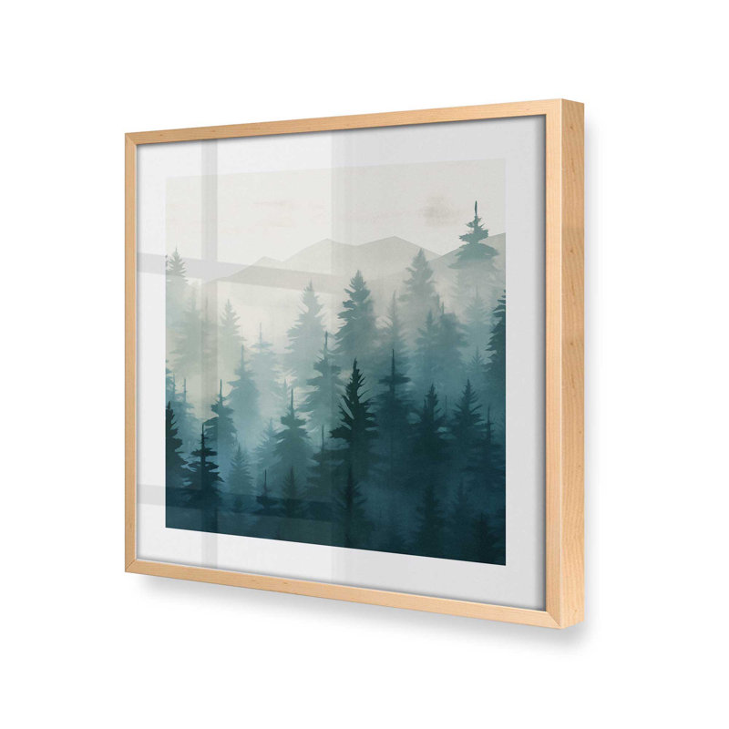 «Misty Pine Forest In Blue», H 13,5 po x l 13,5 po, Érable brut