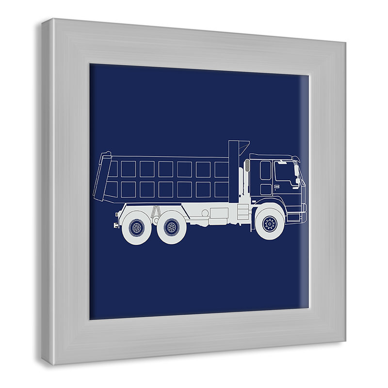 Art encadré Wild Camions, H 8 po x l 8 po x P 0,6 po, Encadré plat argent