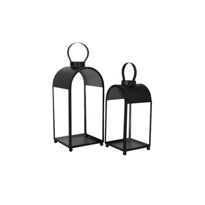Ensemble de deux lanternes en métal noir