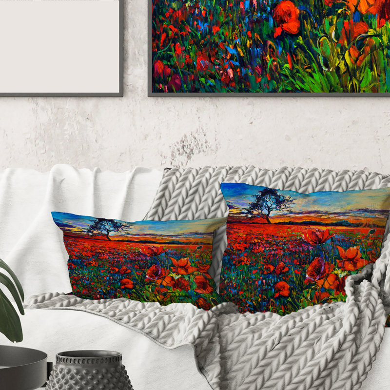 Floral Throw Pillow, 16" x 16"