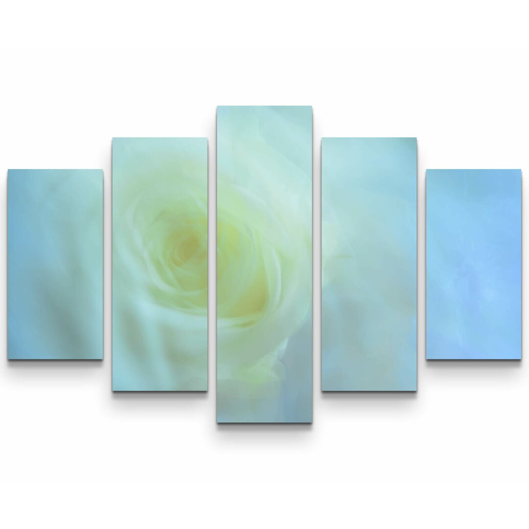 5-tlg. Leinwandbilder-Set Blaue Rose