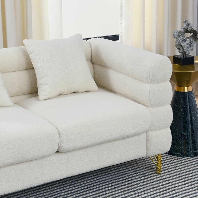 Canapé modulaire en L à 5 places avec coussins 81,5 po Cioffred, Doublon blanc