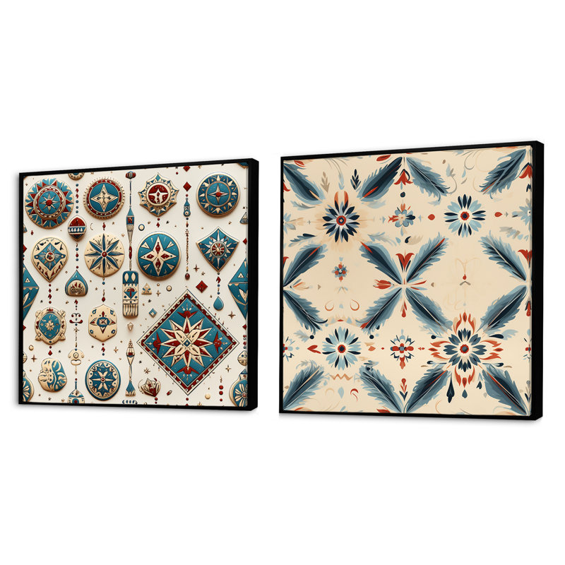 Zaina - Ensemble de 2 collages abstraits carrés, Cadre flottant noir, H 16 po x l 33 po