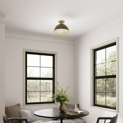 Avec 12.375 in. 1-Light Champagne Bronze Luxe Flush Mount Light