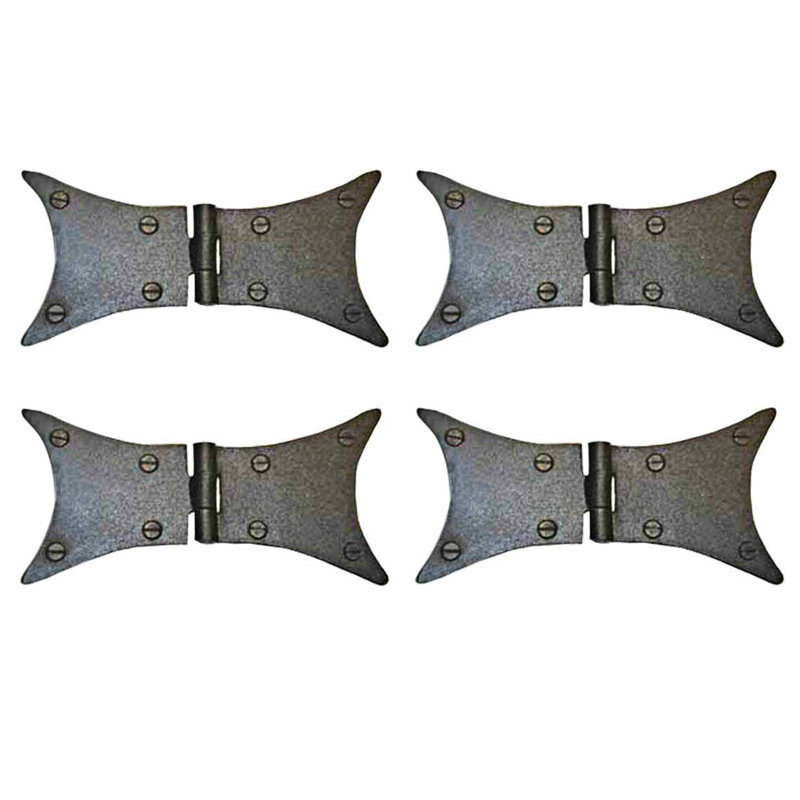 Black Wrought Iron Butterfly Face Mount Hinges Set of 4