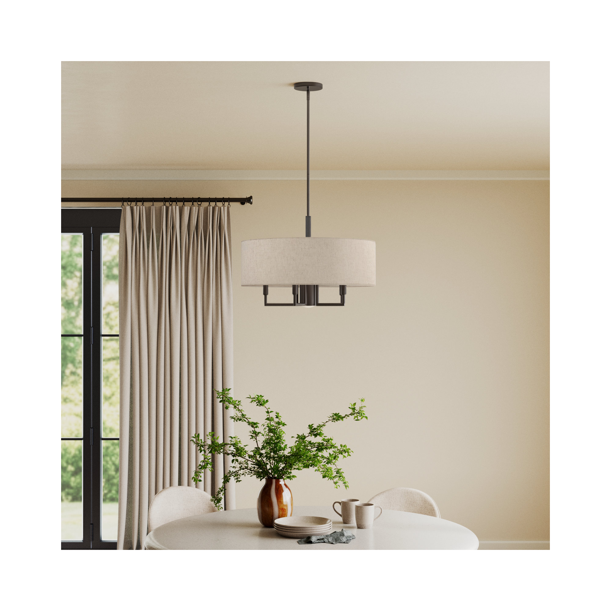 Flaire 6-Light Dimmable Steel Drum Chandelier, English Bronze