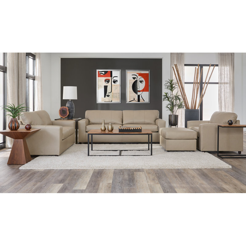 Fauteuil câlin 51 "en cuir véritable 51", B biscotta