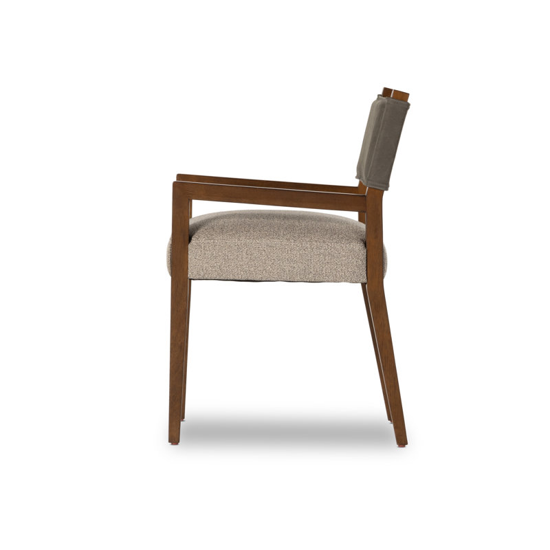 Lorretta Arm Chair, Gray Viscose/Polyester, Dark Brown
