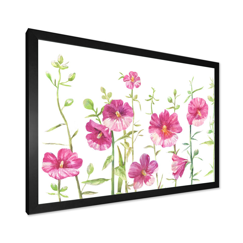 «Blossoming Dark Pink Wild Flowers», reproduction sur toile, Cadre photo noir, H 8 po x l 12 po x P 1 po