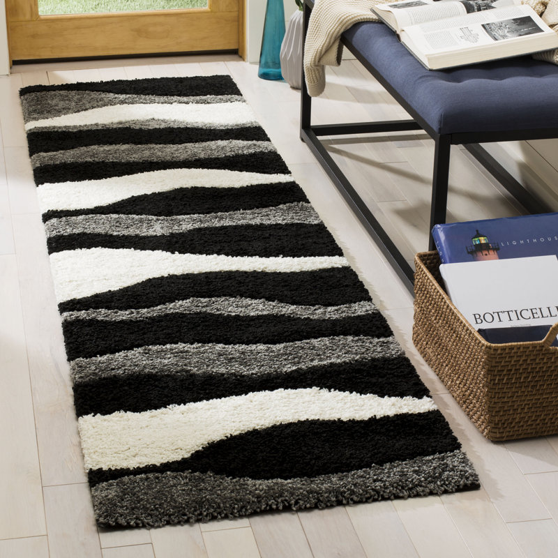 Tapis gris / noir Ashal, Tapis de couloir 2 pi 3 po x 11 pi, Grey/Black