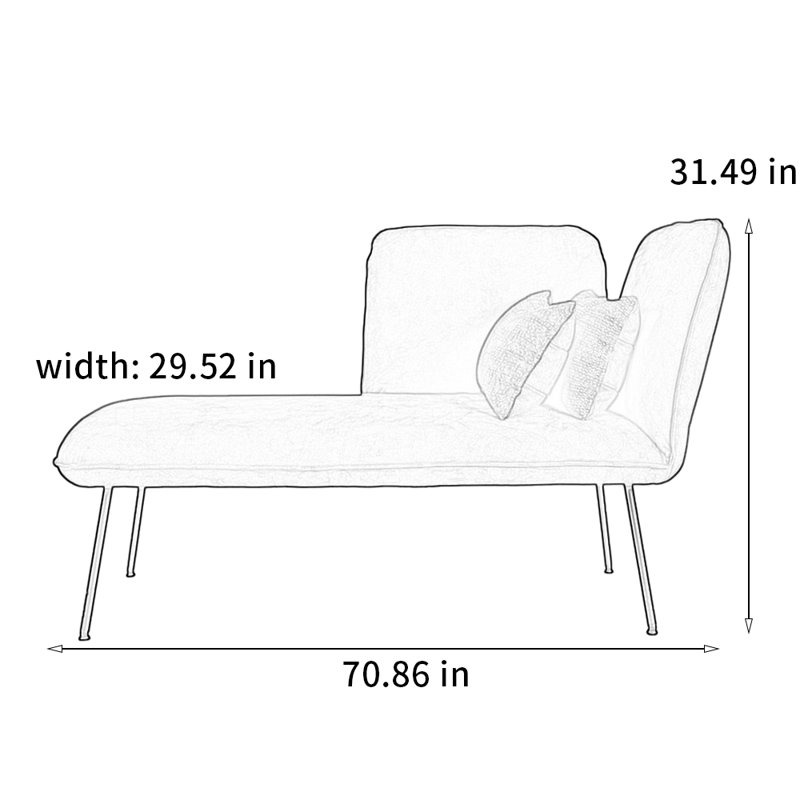 Chaise moderne en pin de luxe moderne, Right Hand Facing