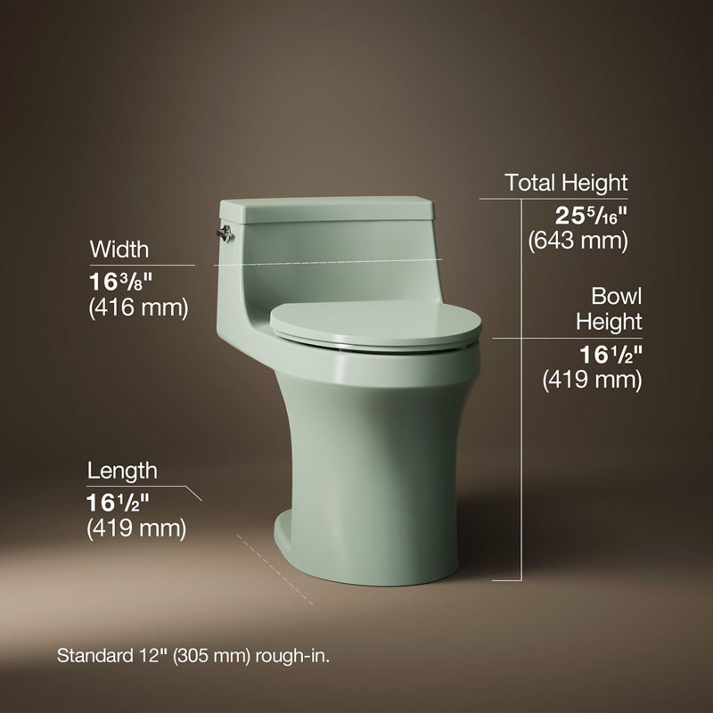 San Souci™ 1.28 GPF Elongated One-Piece toilet (Seat Included), Aspen Green, Left-Hand