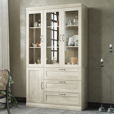 Versatile Storage Cabinet With 3 Tempered Glass Doors
