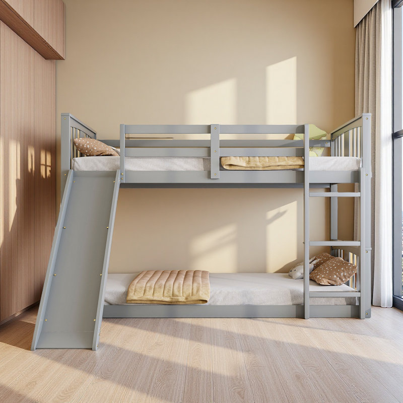 Twin Over Twin Bunk Bed, Gray