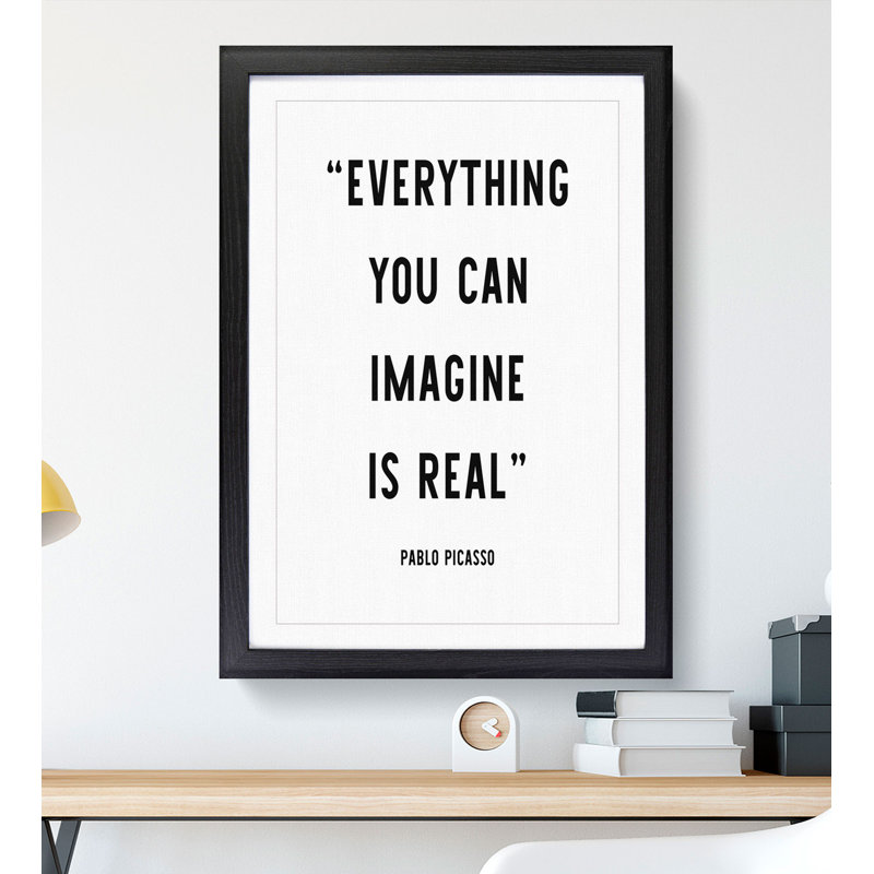 Everything You Can Imagine - Picture Frame Typography, 90cm H x 65cm W x 2cm D, Black