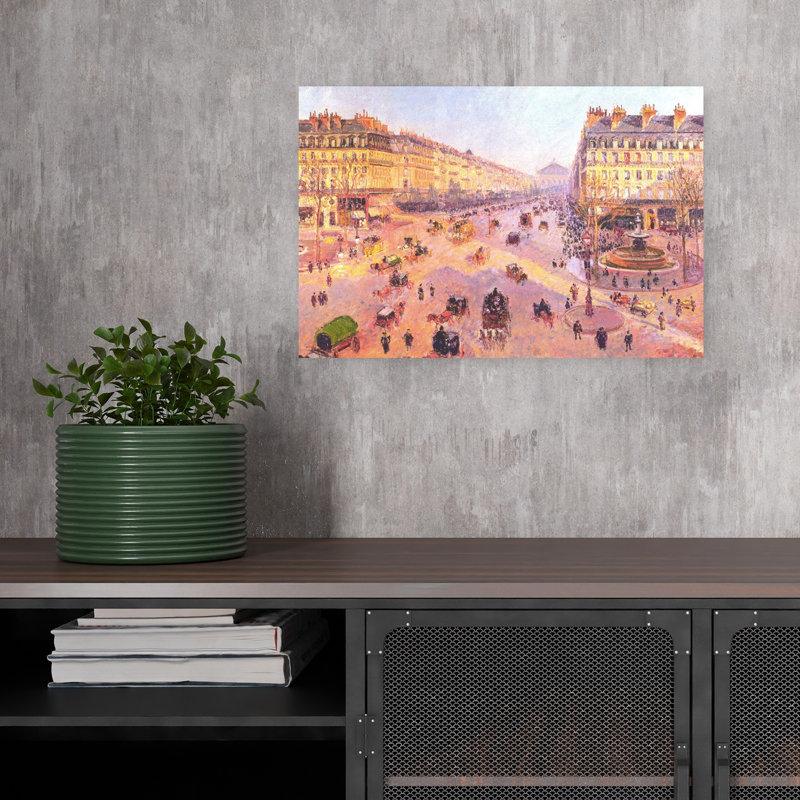 Avenue De L'Opera Classic Contemporary Orchid Architecture City Wall Art Print by Camille Pissarro - 1 Piece Wrapped Canvas Wall Art