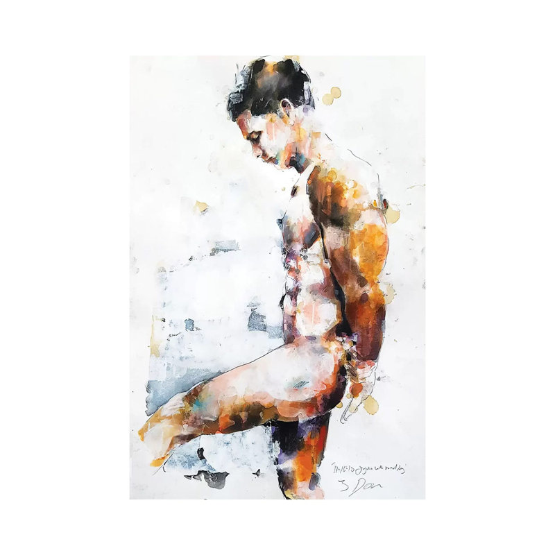 Figure With Raised Leg 11-16-18 by Thomas Donaldson - Wrapped Canvas Print, 20.32 cm H x 30.48 cm W