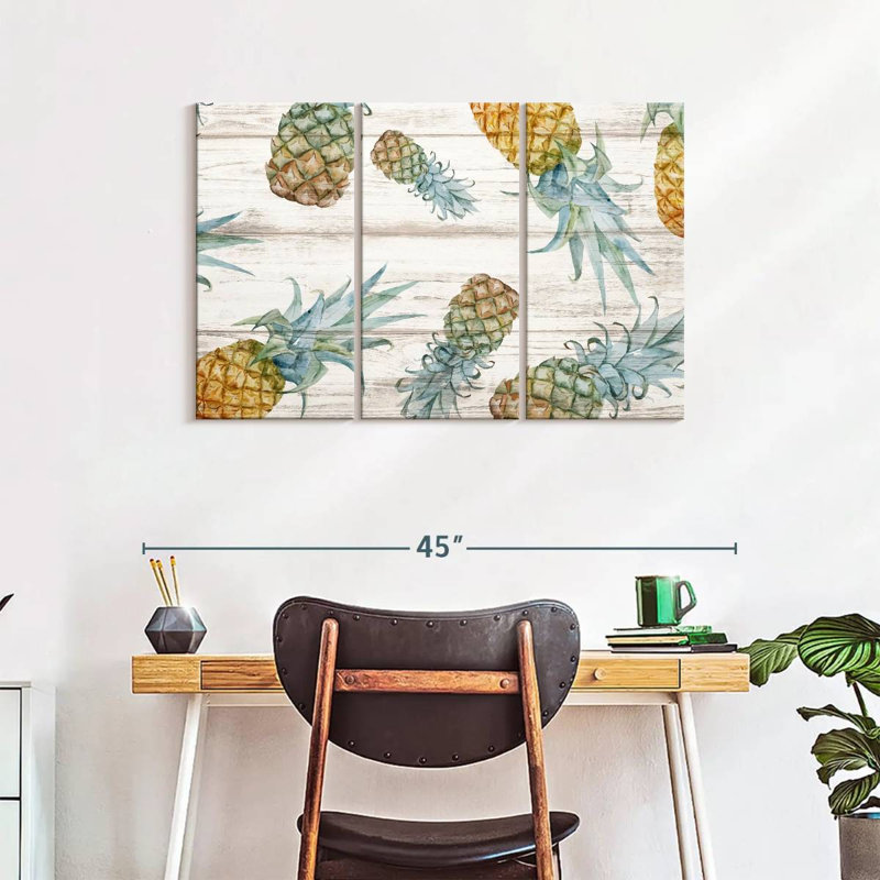 Motif d'ananas, reproduction sur toile, H 38 po x l 24 po x P 1,25 po