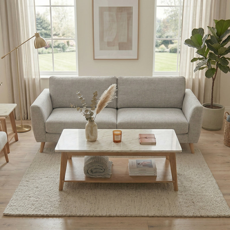 Four Leg Coffee Table with Storage, White /  Montana