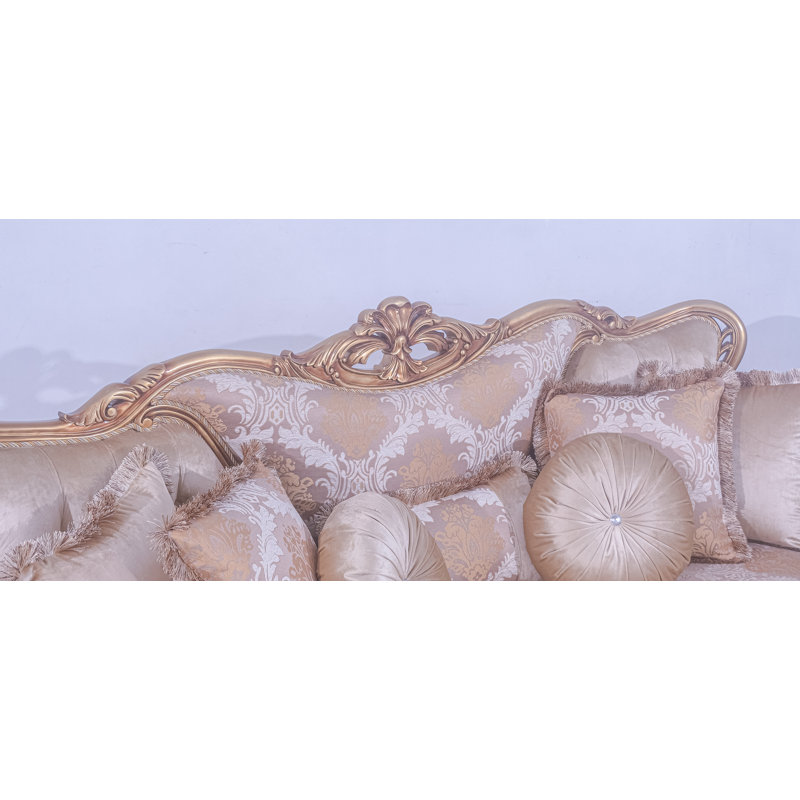 Sofa, Brown Linen Blend, Gold