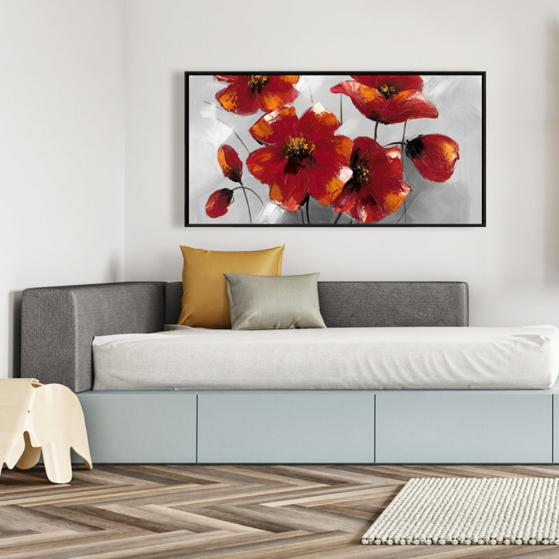 Anemone Flowers Print On Canvas, H 24 po x l 48 po