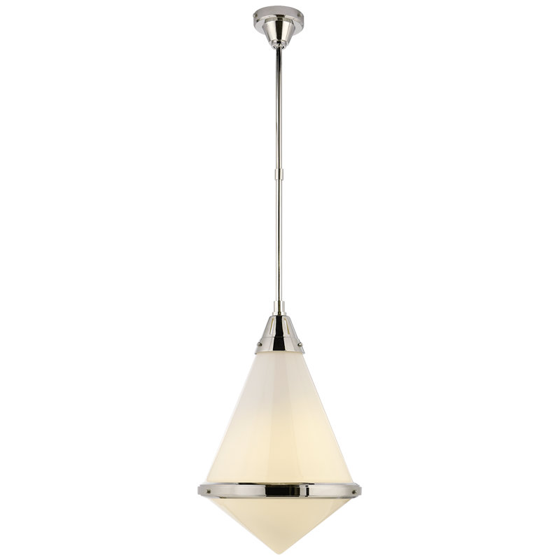 Thomas O'Brien Gale Small Pendant, 51" H x 15.5" W x 15.5" D, White, Polished Nickel
