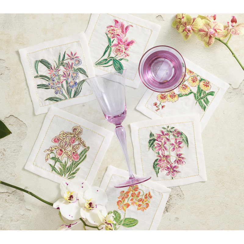 Orchid 6-Piece Cocktail Napkin Set