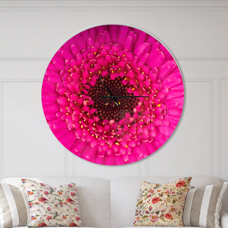 Macro photo de Gerbera Flower - horloge murale moderne, Surdimensionné