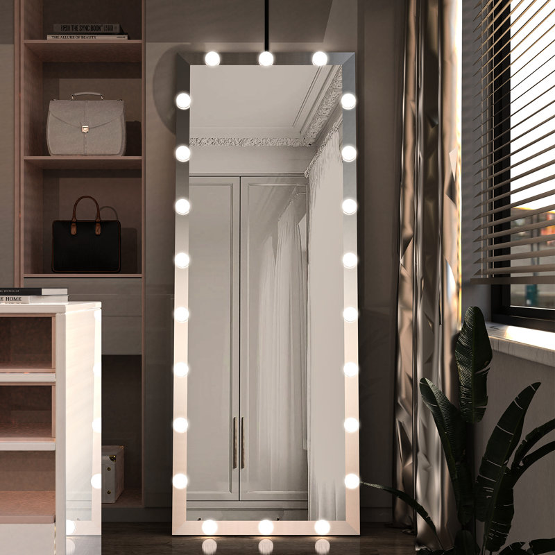 63X24 Inch Full Body Vanity Mirror With Lights: Silver, 3 Modes, Touch Button, Frame, For Bathroom & Cloakroom Silver Standing Modes: 63X24x1 Inch, Control, Bedroom Entrance